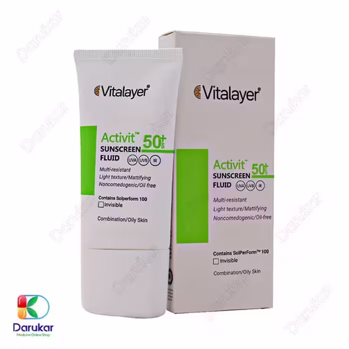 فلوئید ضد آفتاب پوست چرب ویتالیر مدل اکتی ویت SPF50