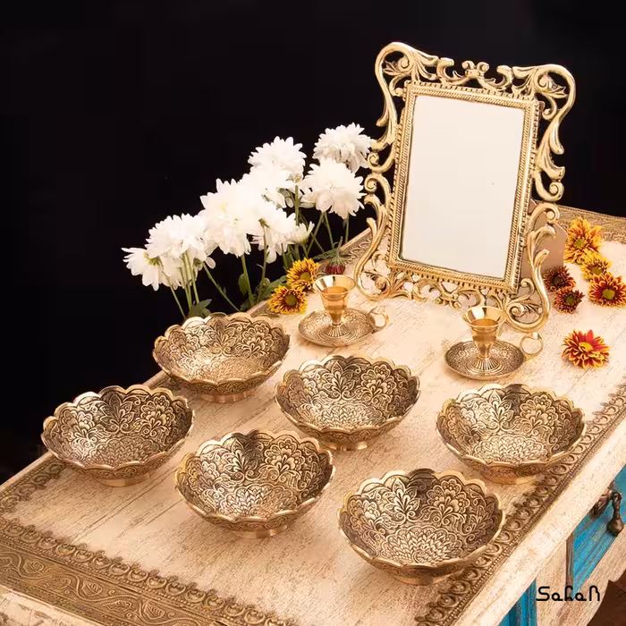 ست هفت سین برنجی طلایی کد 1040