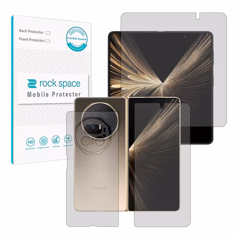 گلس صفحه نمایش و پشت گوشی آنر Magic V5 5G مدل نانو هیدروژل مات برند راک اسپیس کد LSS