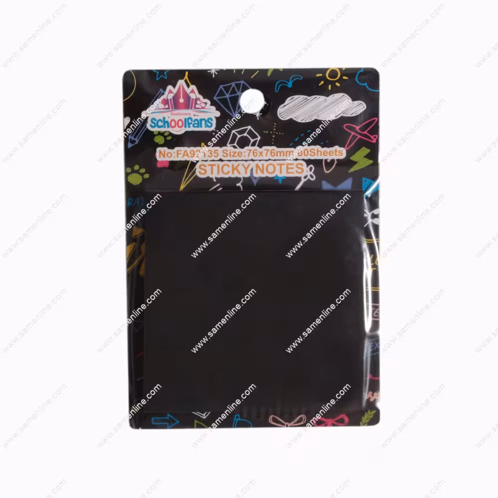 کاغذ یادداشت چسب دار ( استیک نوت ) اسکول فنس کد FA92135 صفحه مشکی