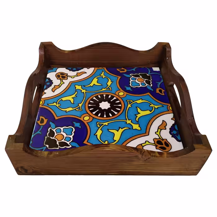 سینی چوبی طرح کاشی