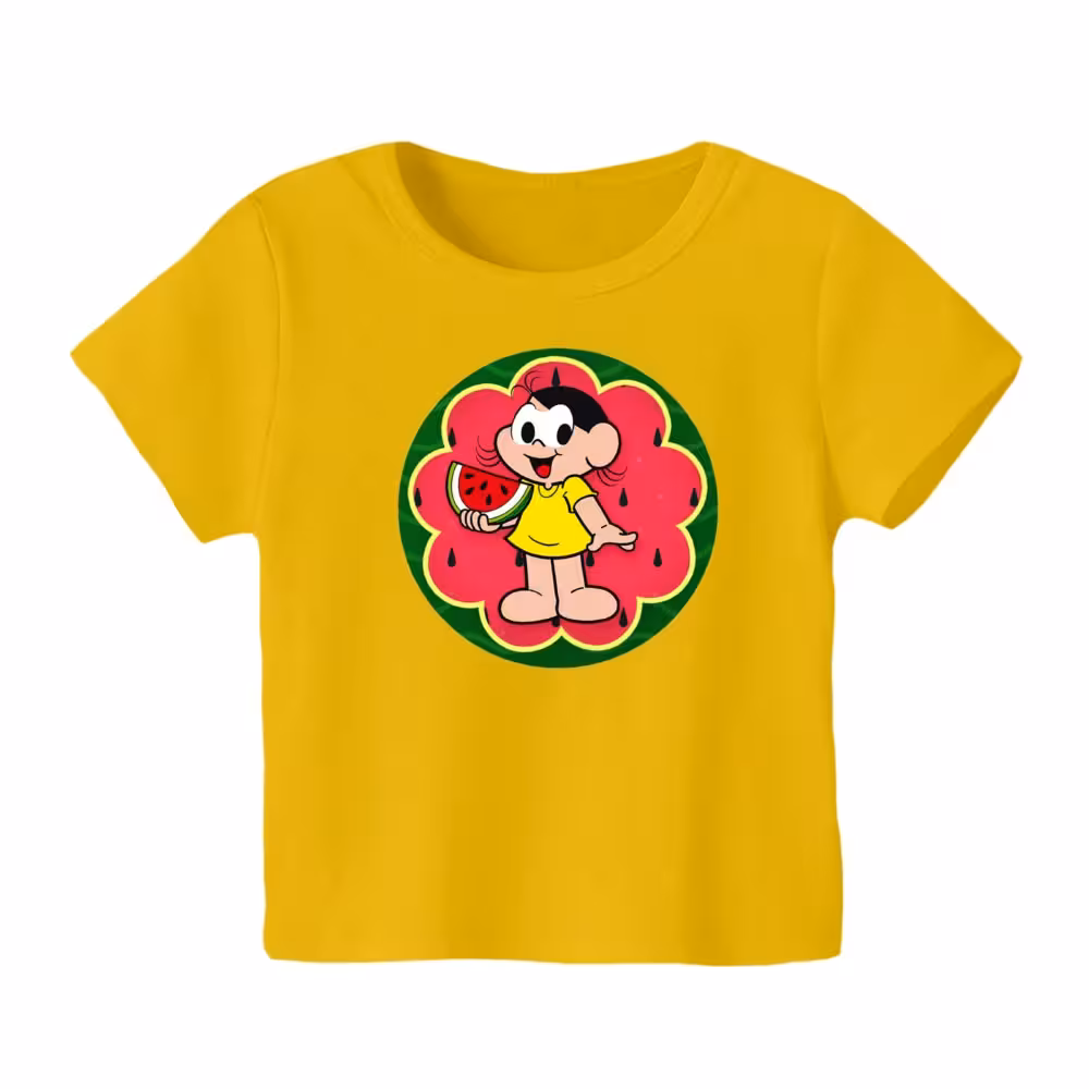 تی شرت آستین کوتاه بچگانه مدل دخترک یلدایی کد  32 رنگ زرد