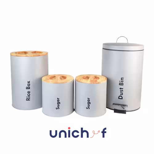 ست 4 پارچه طوسی روشن درب بامبوUN-8026