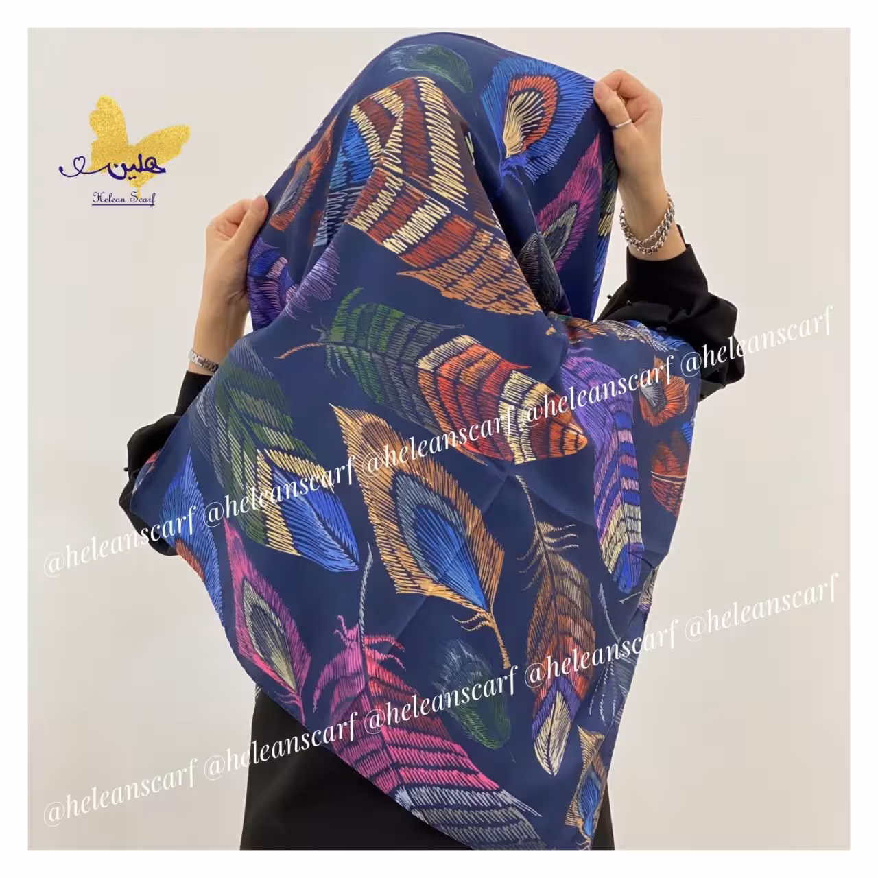 روسری نخی ابریشمی خنک سبک پررنگ سورمه‌ای رنگی
