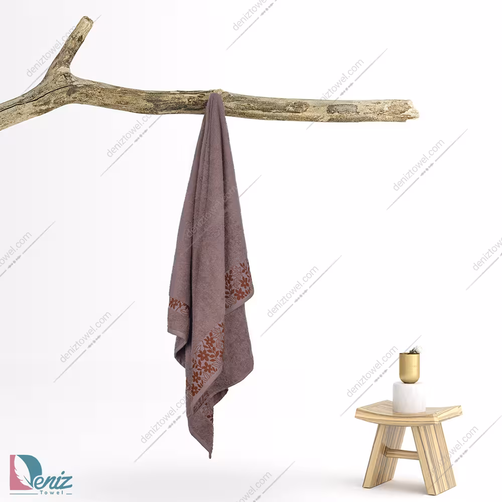 حوله حمامی طرح لاو رنگ نسکافه ای