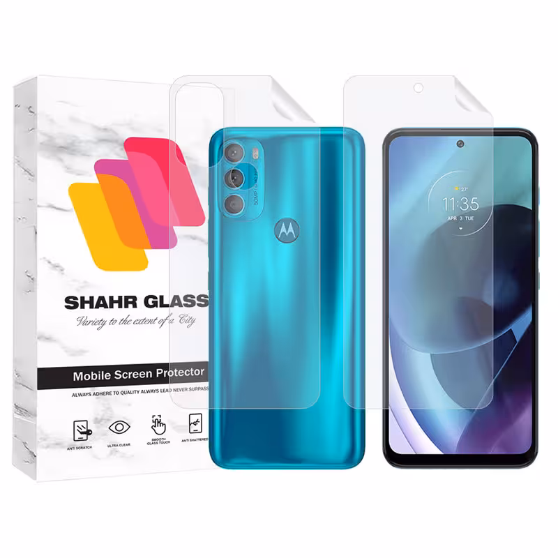 محافظ صفحه نمایش شهر گلس مدل MTNANFBSH مناسب برای گوشی موبایل موتورولا Moto G71 5G به همراه محافظ پشت گوشی | کالا برتری