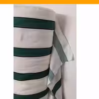 پارچه نخی راه راه پشت کرک دار سفید سبز 3*4