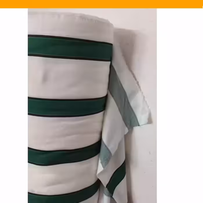 پارچه نخی راه راه پشت کرک دار سفید سبز 3*4