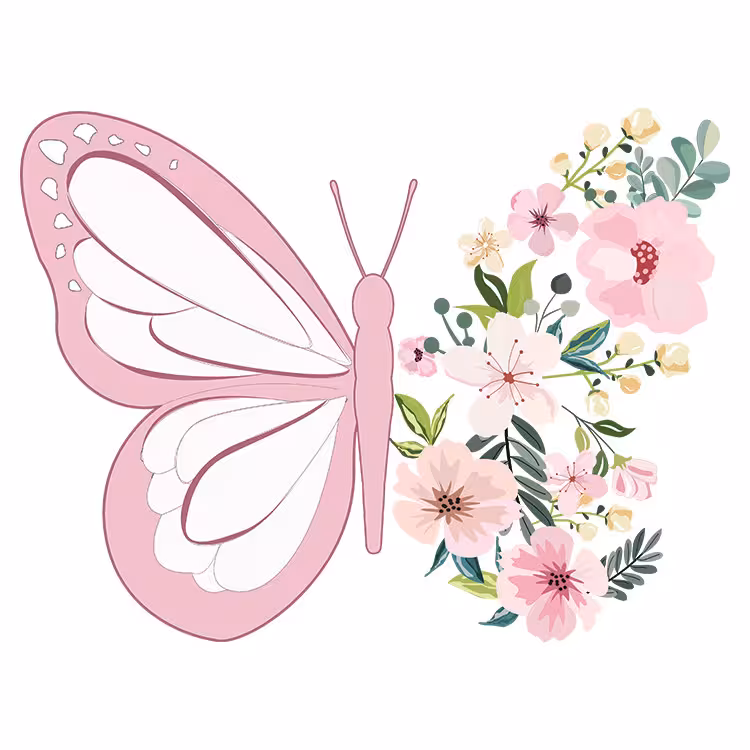 استیکر پارچه و لباس مدل دی تی اف طرح پروانه گل کد H20.183 مجموعه 3 عددی