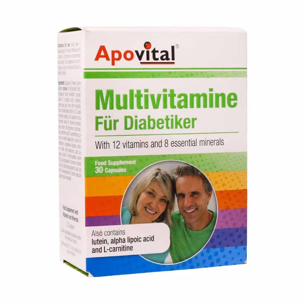 کپسول مولتی ویتامین افراد دیابتی آپوویتال 30 عدد | Apovital Multivitamine For Diabetics