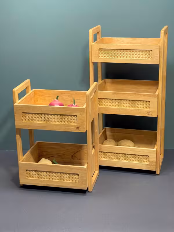 سبد سیب زمینی پیاز چوبی طرح حصیری هایلو hayllo