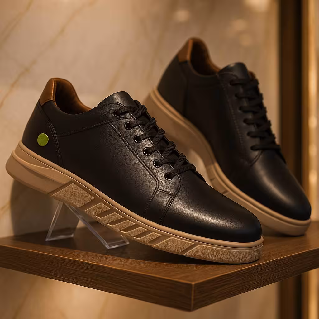 کفش چرم مردانه اسپرت کد SP243BK رنگ مشکی