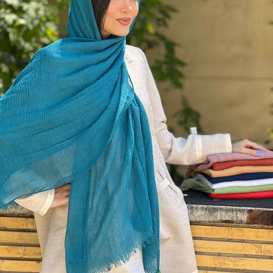 شال پلیسه نخی منگوله دارکد42188(5)