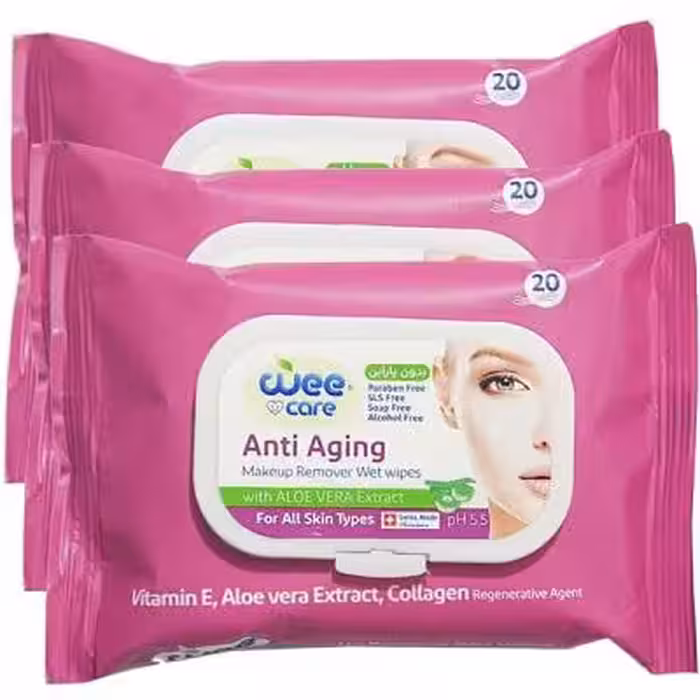 دستمال مرطوب وی کر مدل New Anti Aging مجموعه 3 عددی