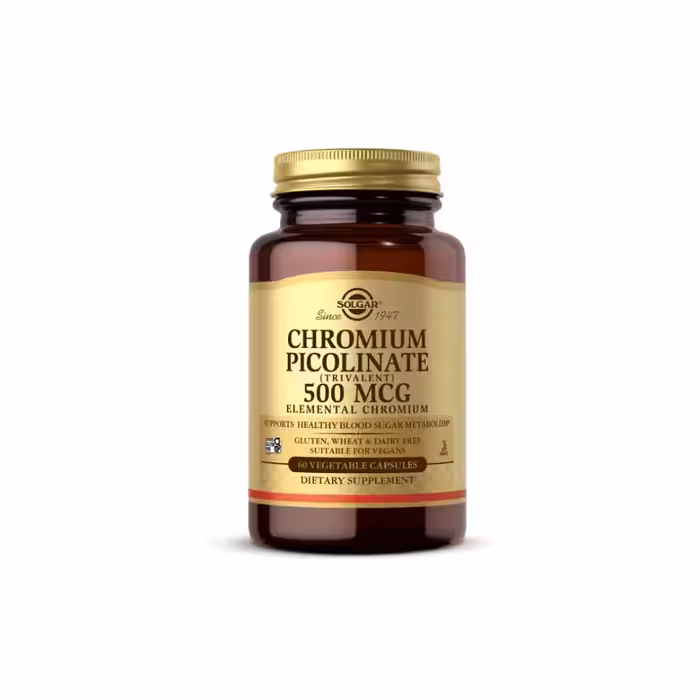 قرص پیکولینات کروم Solgar | تنظیم قند خون، کاهش اشتها و چربی سوز طبیعی