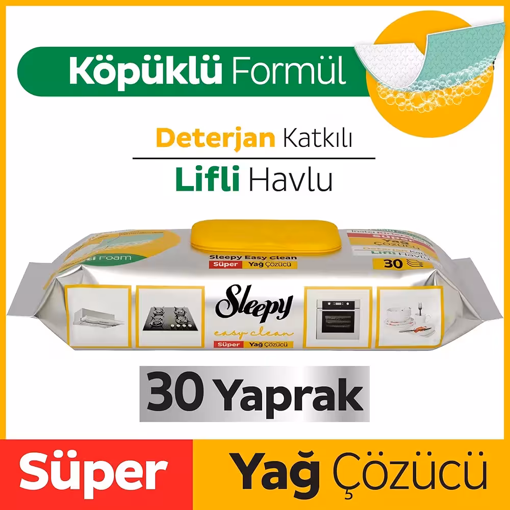 دستمال مرطوب چربی زدا اسلیپی مخصوص آشپزخانه و سطوح 30 عددی