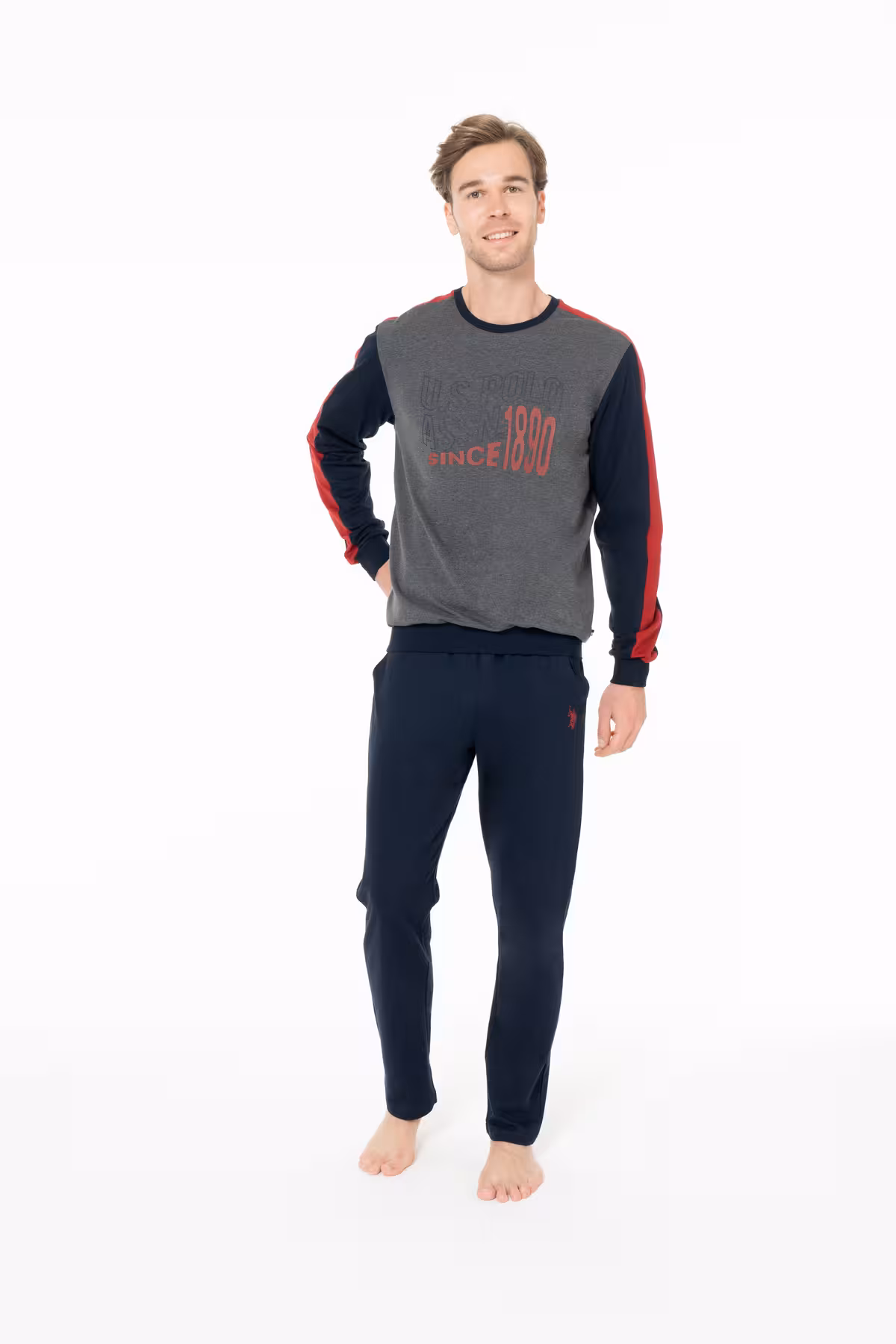 ست پیژامه مردانه مجموعه لباس خواب راحت نوار بازوی مردان آنتراسیت ANTRACIT U.S. Polo Assn.