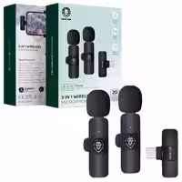 میکروفن یقه ای بیسیم شارژی 2عددی  Green Lion،Type-c,lightning,USB