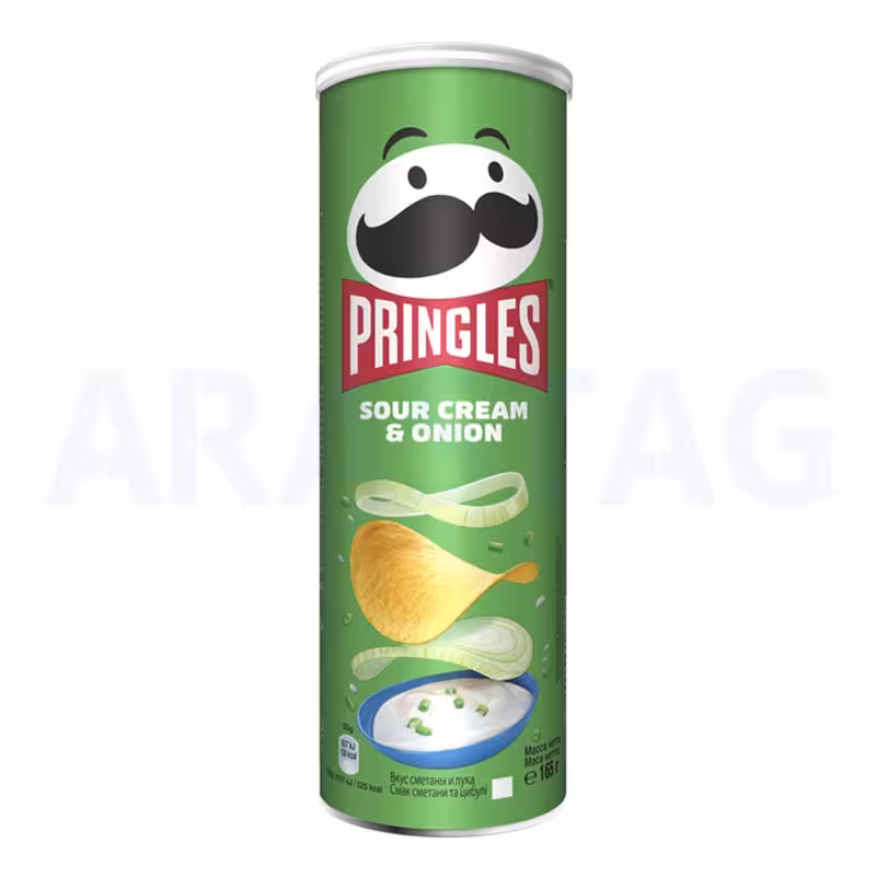 چیپس پرینگلز pringles با طعم پیاز و خامه ترش وزن 165 گرمی