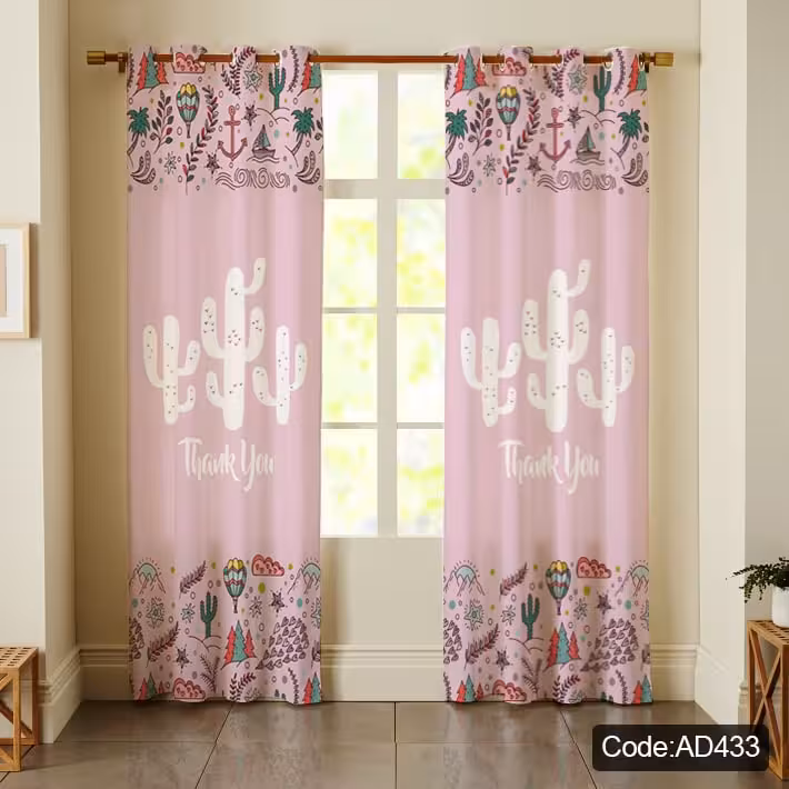 پرده پانچی مخمل چاپی دخترانه کد 433