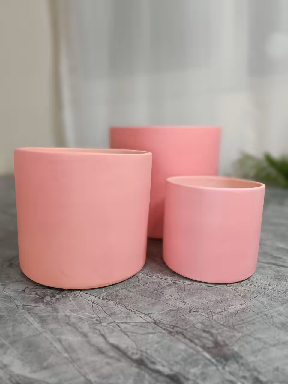 گلدان سرامیکی صورتی 3 عددی