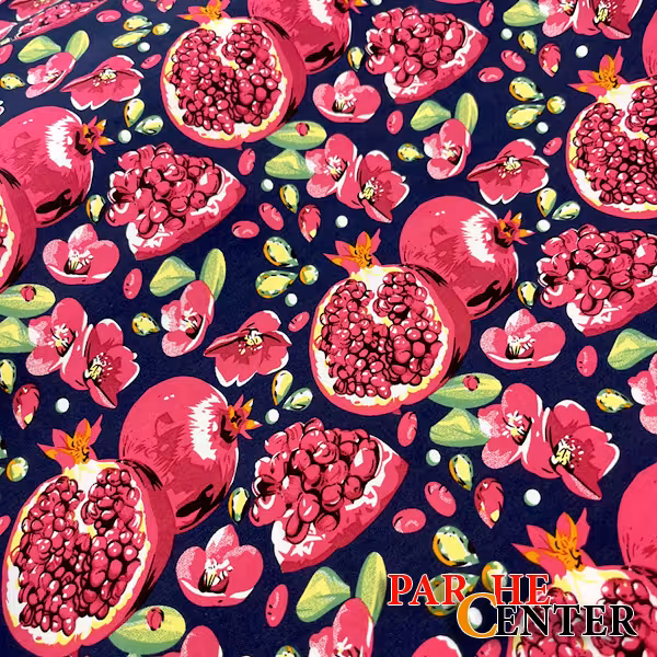 پارچه نخی گلدار مدل یلدایی طرح انار