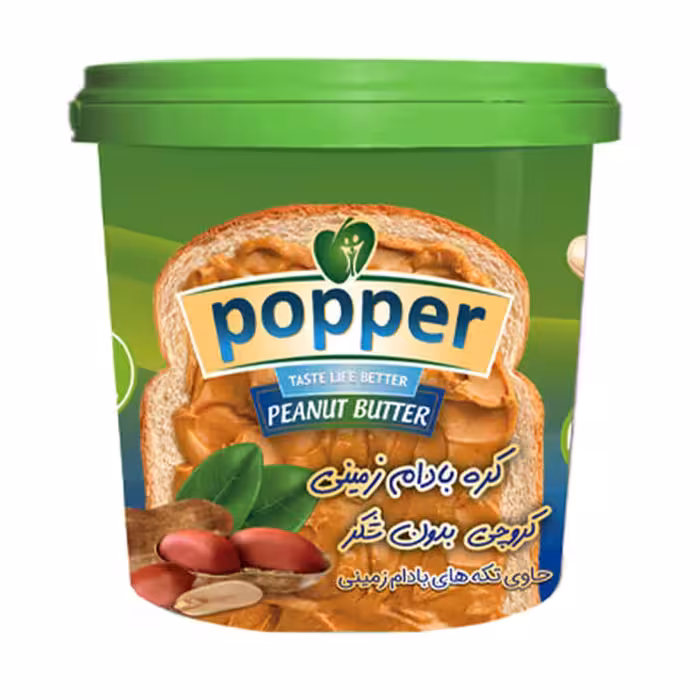 کره بادام زمینی کروچی بدون شکر پوپر 185 گرمی