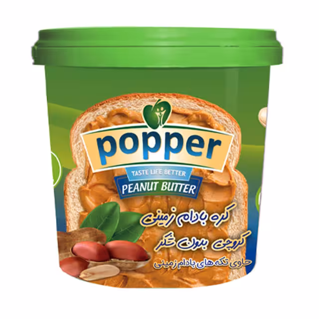 کره بادام زمینی کروچی بدون شکر پوپر 185 گرمی