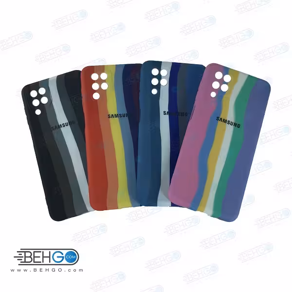 قاب گوشی سامسونگ A12 کاور سیلیکونی رنگین کمان با محافظ لنز دوربین Samsung A12