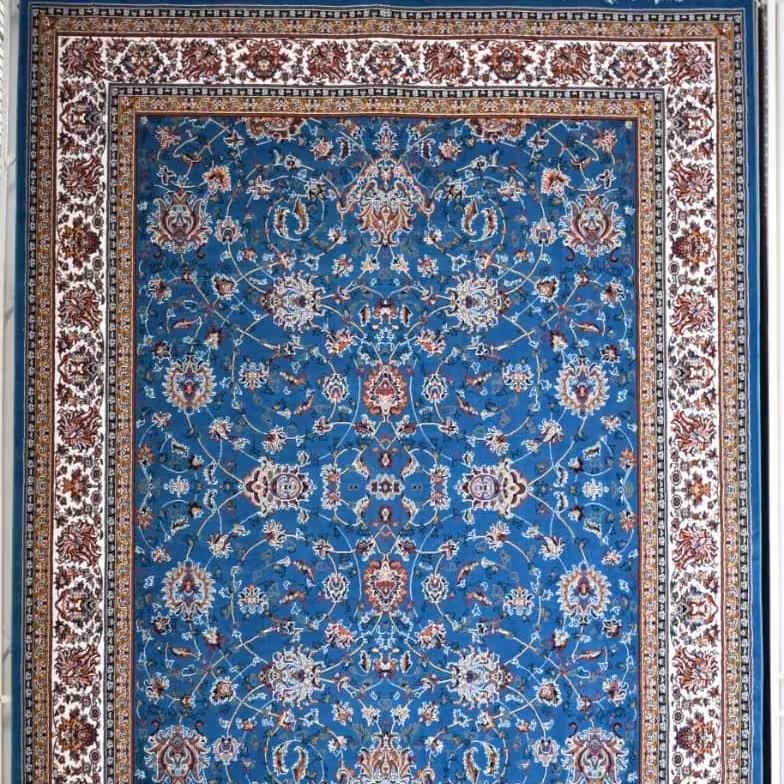 فرش ماشینی  12متری کاشان نقشه افشان آبی(ارسال رایگان)