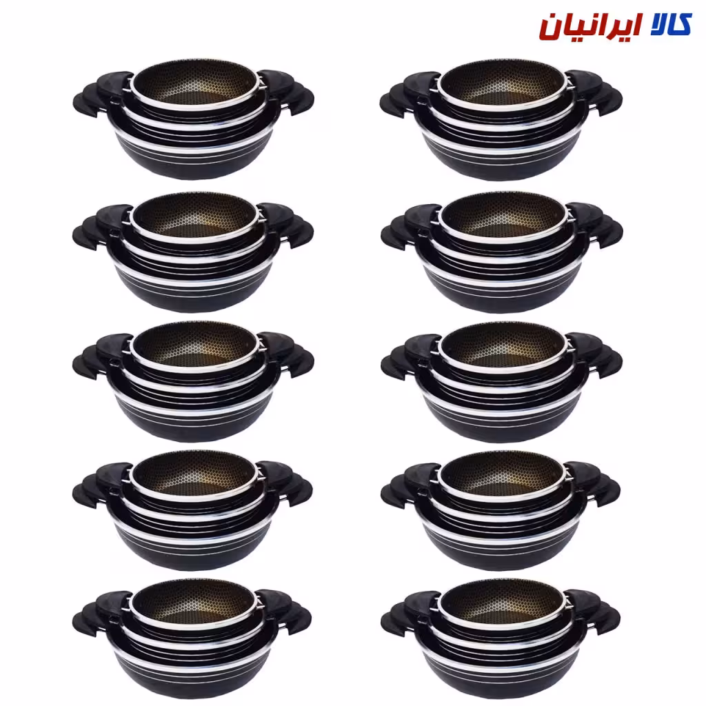بسته 10 عددی سرویس ماهیتابه قیمت عمده (دو دسته گرانیت  زنبوری  3 عددی)