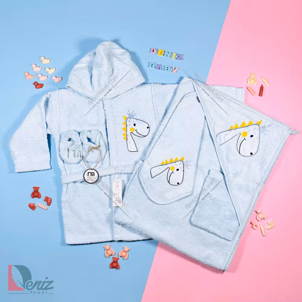 حوله نوزادی M-baby طرح دایناسور رنگ آبی