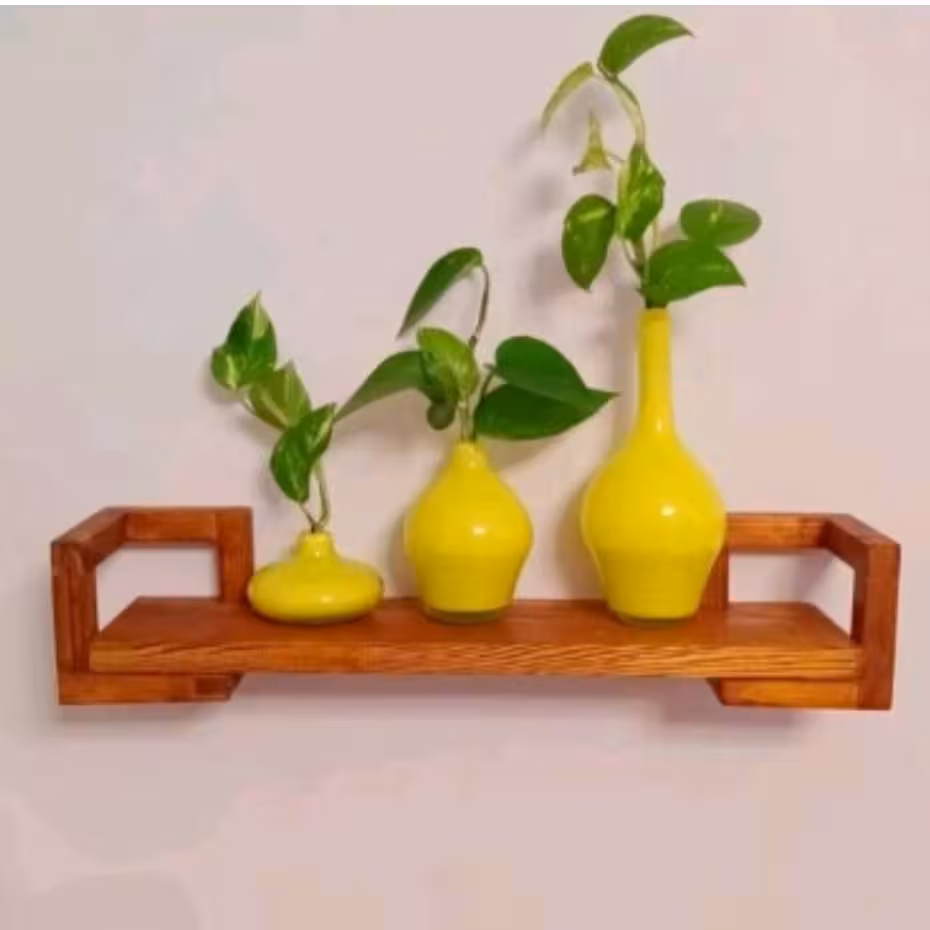شلف دیواری چند منظوره چوبی رنگ قهوه ای ضد آب پوشش سیلر و کیلر 