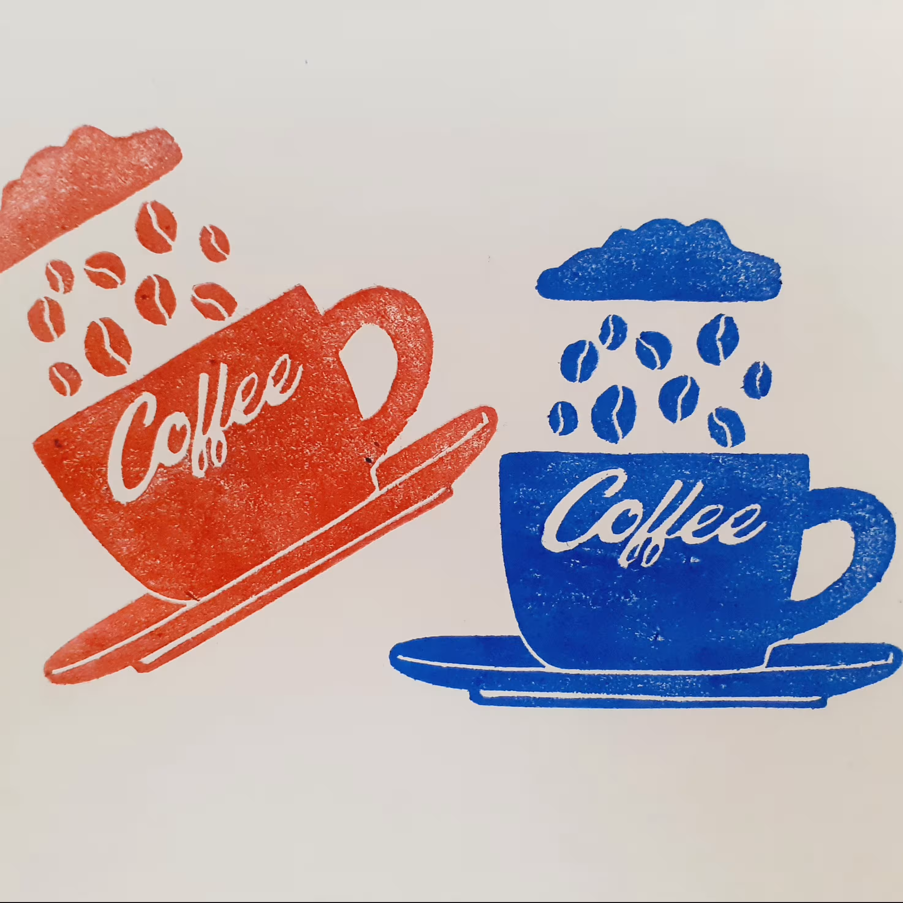 مهر طرح قهوه و هندزفری ،مهر دستساز لینولئوم ،مناسب چاپ کاغذ