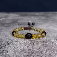 دستبند سنگ سیترین و عقیق سیاه کد 310083