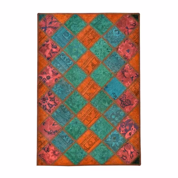 فرش کلاژ چهل تکه دستباف یک و نیم متری مدل fth 1