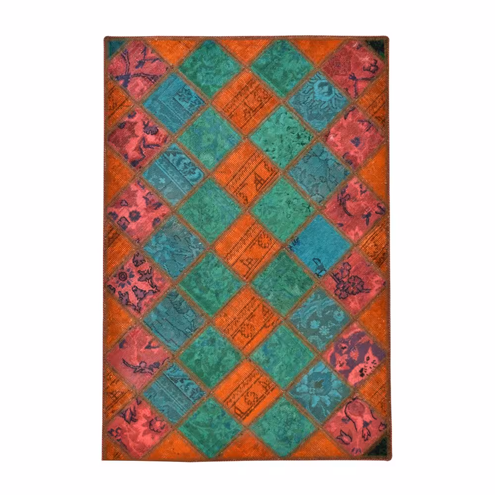 فرش کلاژ چهل تکه دستباف یک و نیم متری مدل fth 1