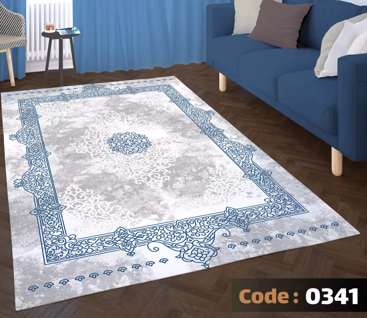 کاورفرش روفرشی دورکشدار گوشه لیفه ای طوسی کرم کد 0341