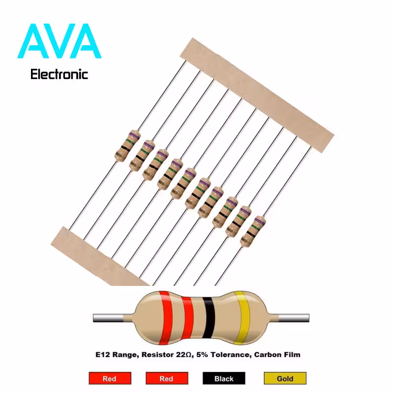 مقاومت 22 اهم 0٫25 وات 5 درصد بسته 50 تایی