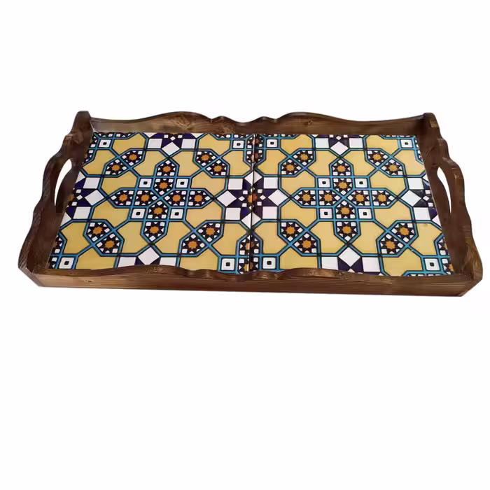 سینی چوبی طرح کاشی