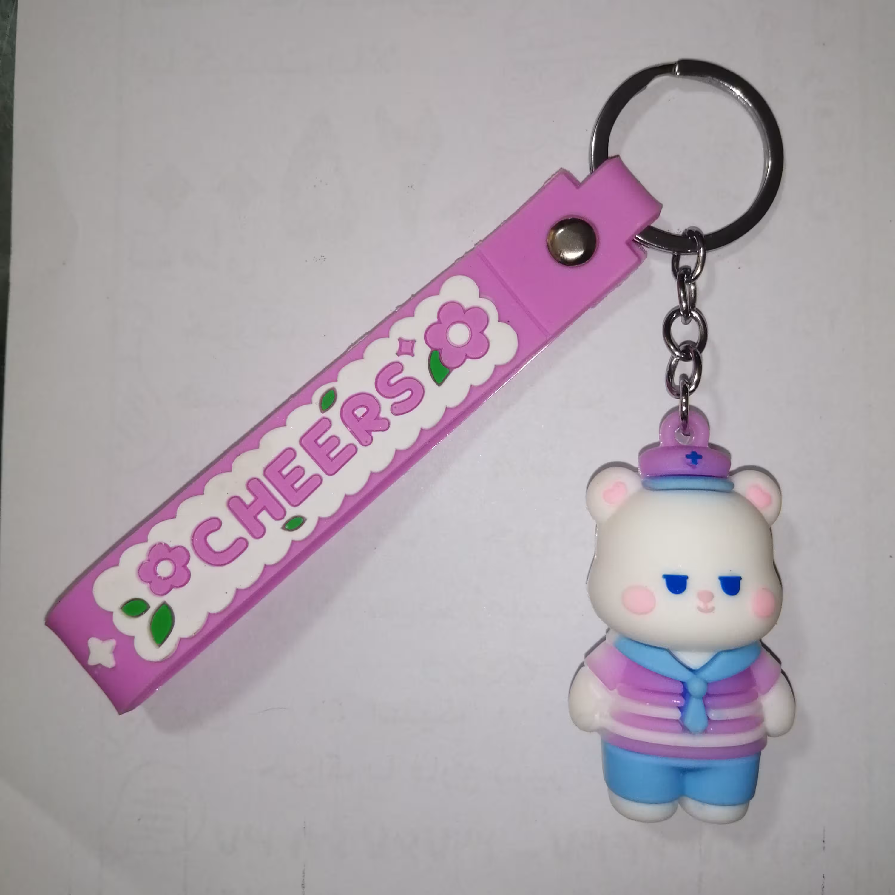 دسته کلید جا سوییچی فانتزی رنگ صورتی طرح خرسی