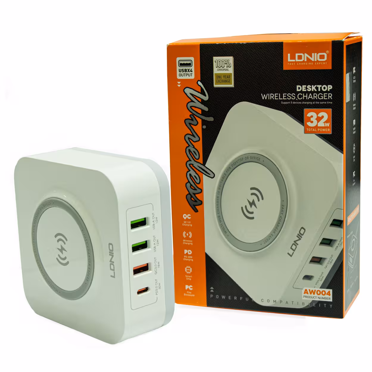 هاب شارژر وایرلس 32وات الدینیو مدل AW004