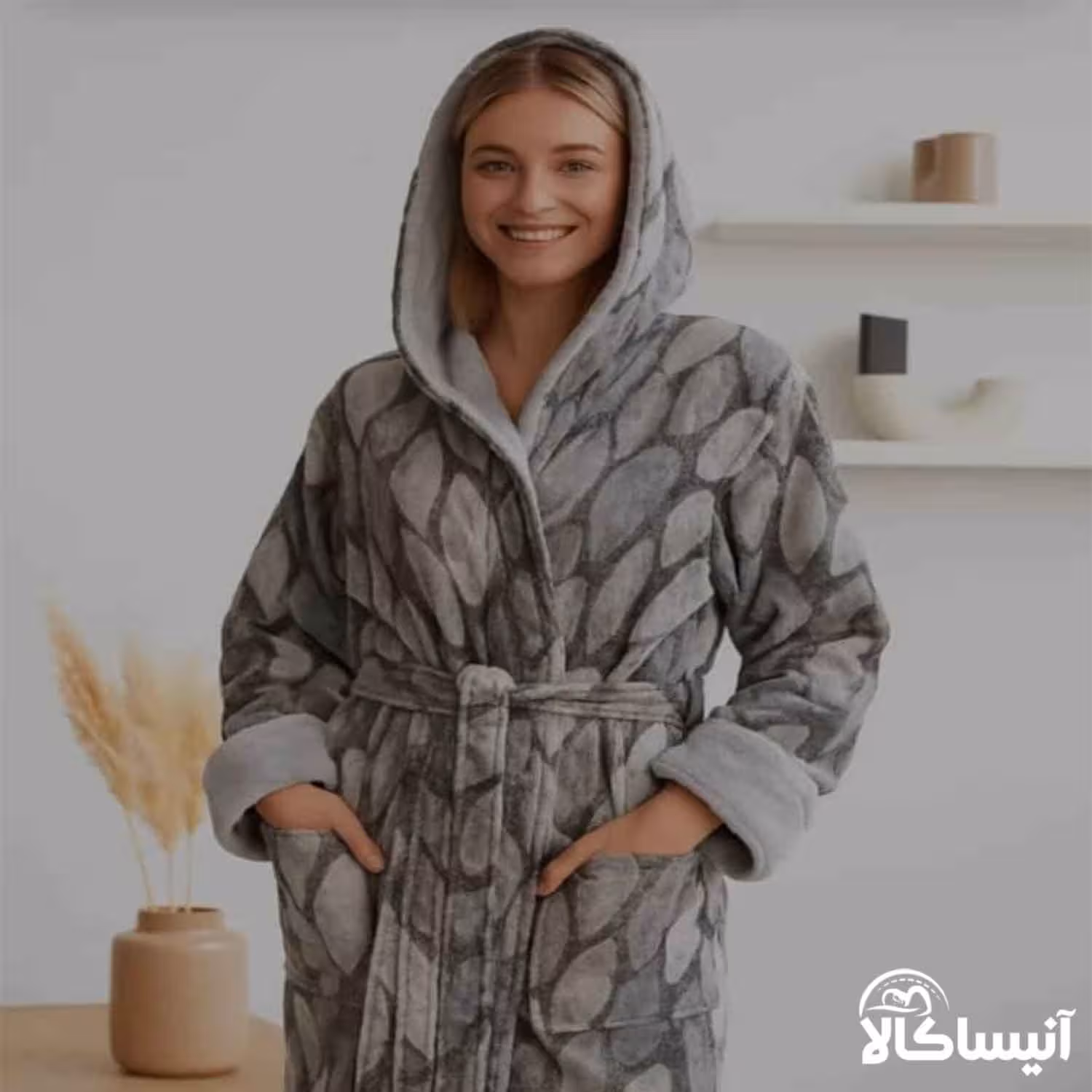 حوله پالتویی برق لامع مدل چاپی 115