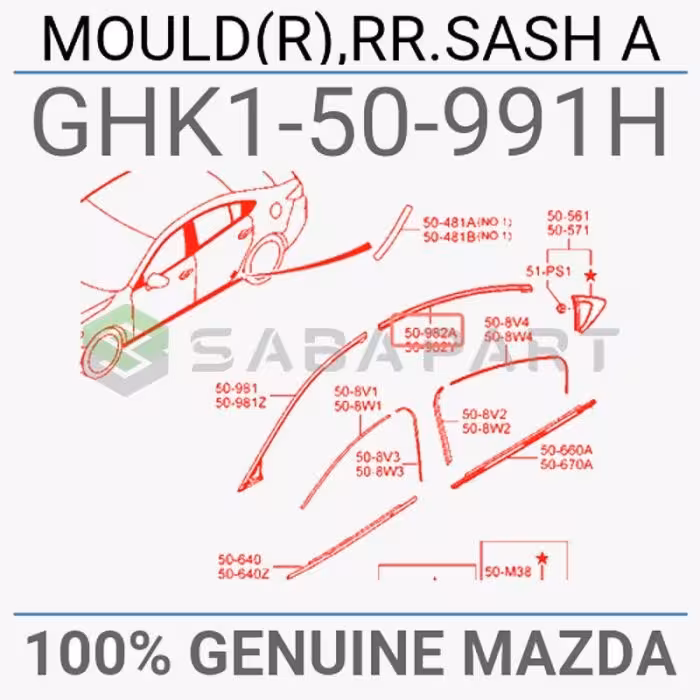 فلاپ پلاستیکی روی درب مزدا 6 – عقب سمت راست – محصول اصلی