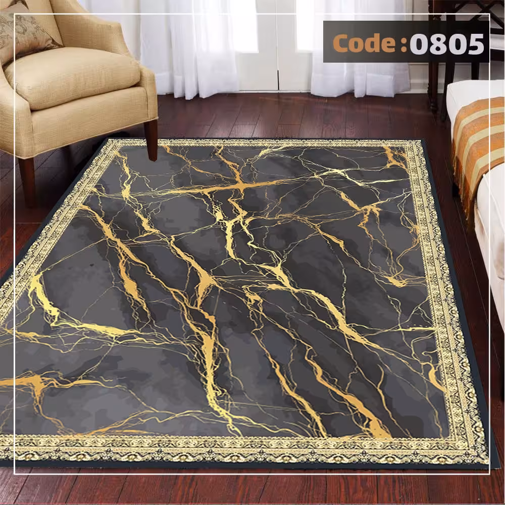 کاورفرش روفرشی دورکشدار گوشه لیفه ای طوسی کرم کد 0805