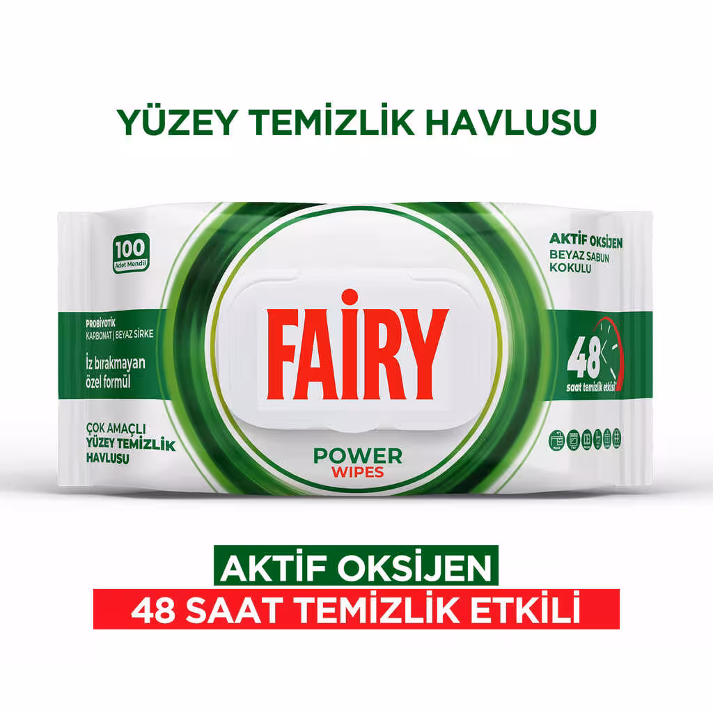 دستمال مرطوب چند منظوره سطوح فیری Fairy رایحه صابون سفید بسته 100 عددی