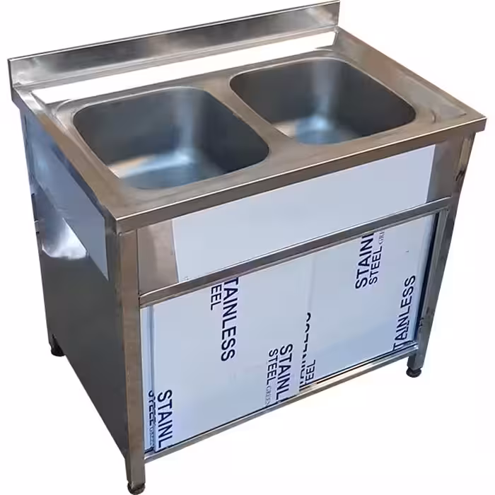 سینک ظرفشویی صنعتی کابینتی دو لگنه یک متری رستورانی