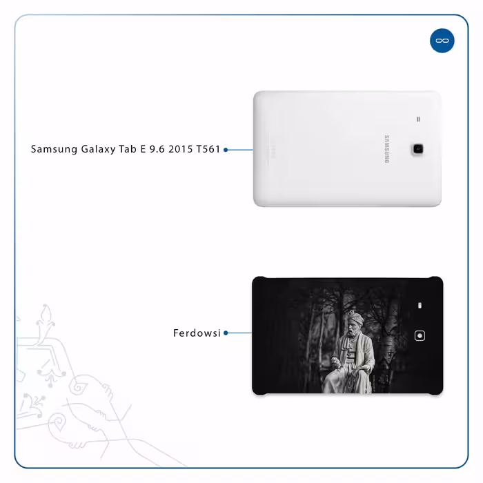 برچسب پوششی ماهوت مدل Ferdowsi-Logo مناسب برای تبلت سامسونگ Galaxy Tab E 9.6 2015 T561