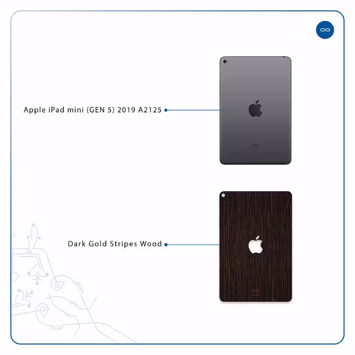 برچسب پوششی ماهوت مدل Dark-Gold-Stripes-Wood مناسب برای تبلت اپل iPad mini (GEN 5) 2019 A2125