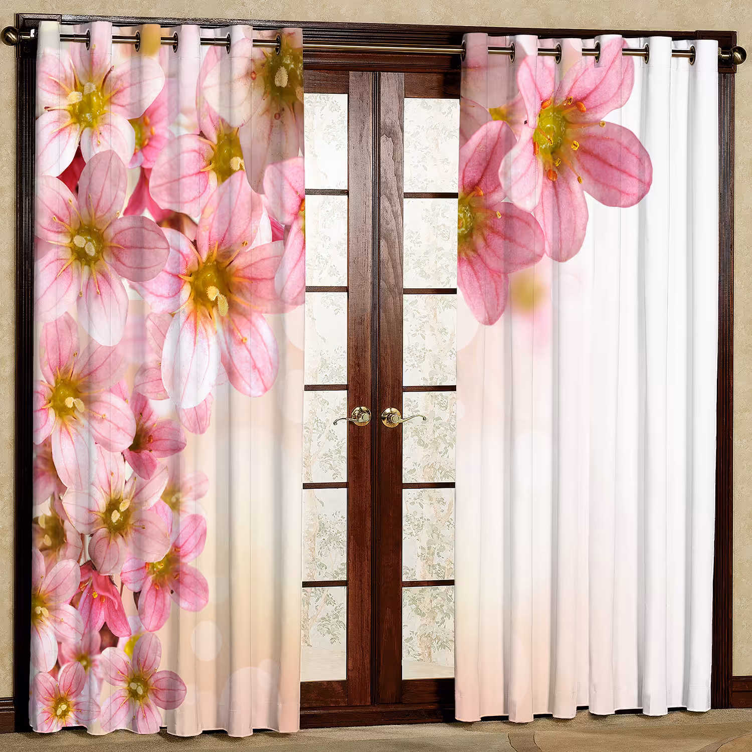  پرده مدل گل بهاری مخمل پانچی کد 267 سایز 140x280 سانتی متر